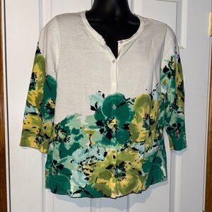 Christopher & banks  Floral Button-Up Women's Top